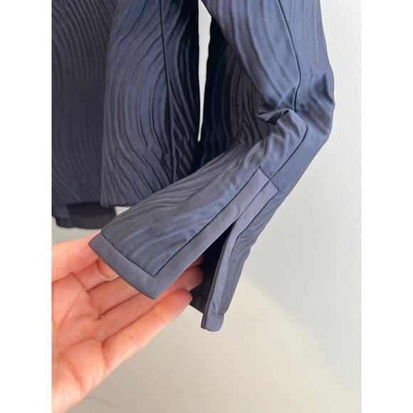 Carlisle Quilted Textured Jacket Zip Up Navy Blue Silk Blend Size 14 SG - Picture 10 of 11